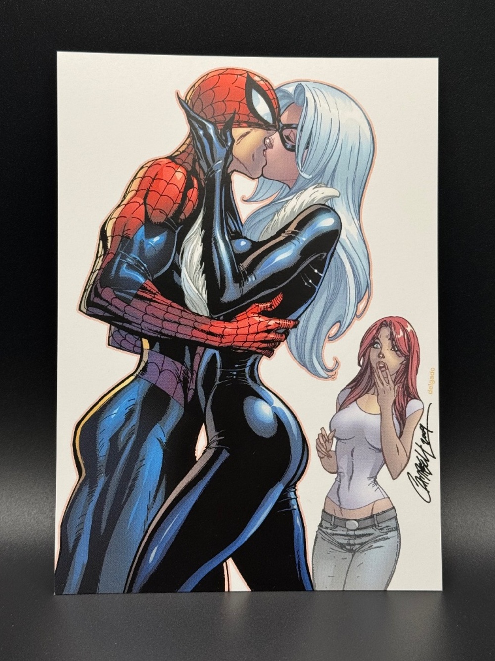 Black Cat Kissing Spiderman Amazing Spider-Man #606 (2009) Mini Print (5x7)